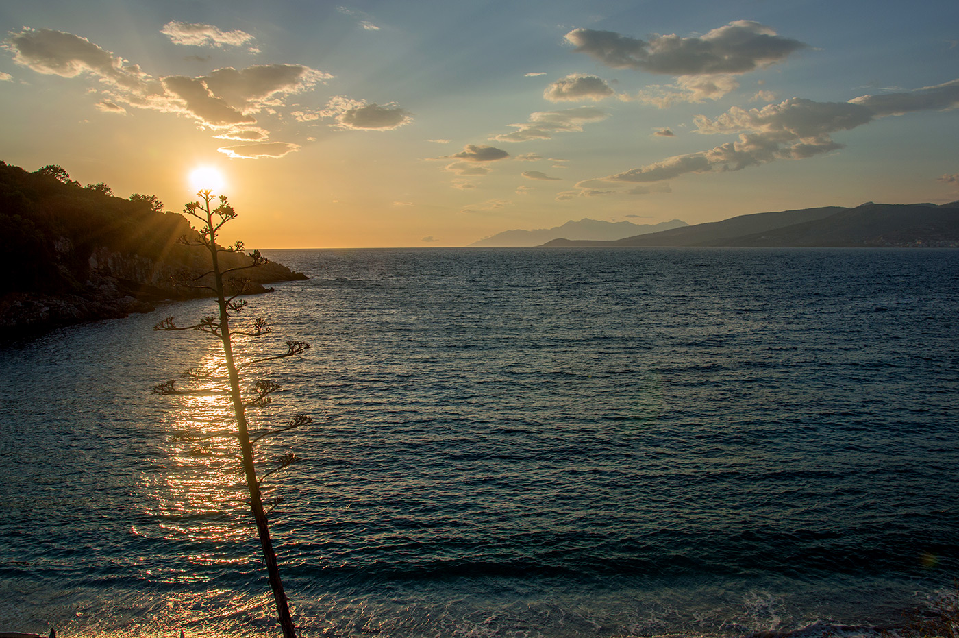 Sonnenuntergang vom Hotel Kristal in Ksamil